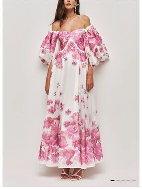 knee length dresses for ladies Margaret Floral Midi Dress White | Occasion Dress in Sizes XXS–6X